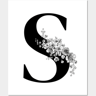 S alphabet Botanical cherry blossom sakura flowers Posters and Art